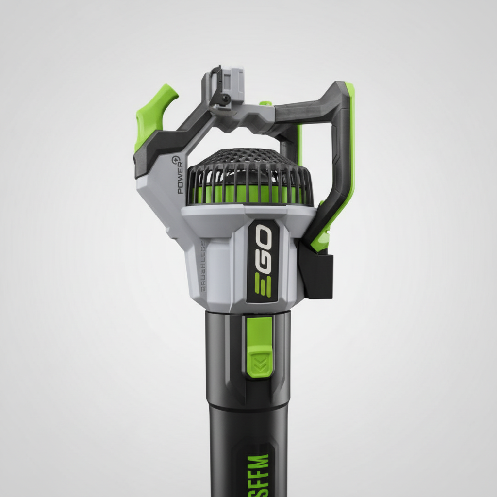 Ego power tool on a white background
