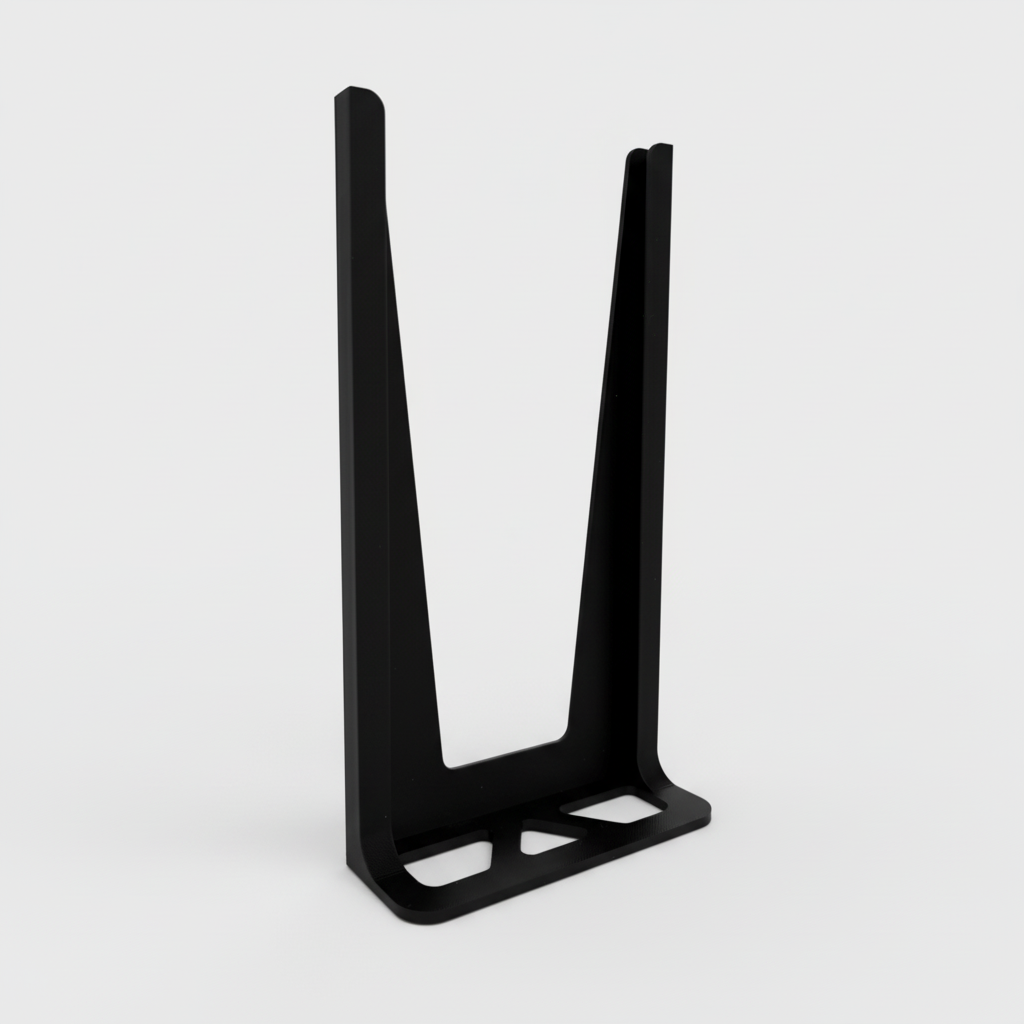 Black wireless router antenna on a white background