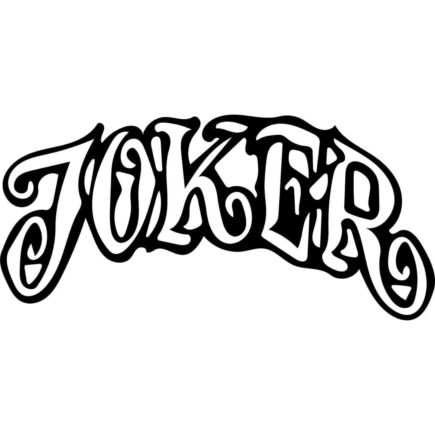 Decorative text 'JOKER' in a stylized font on a white background