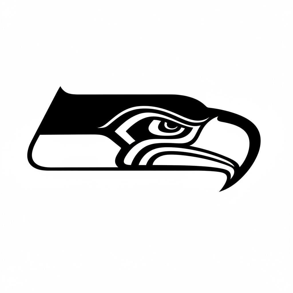 Black and white logo of a bird in flight on a white background