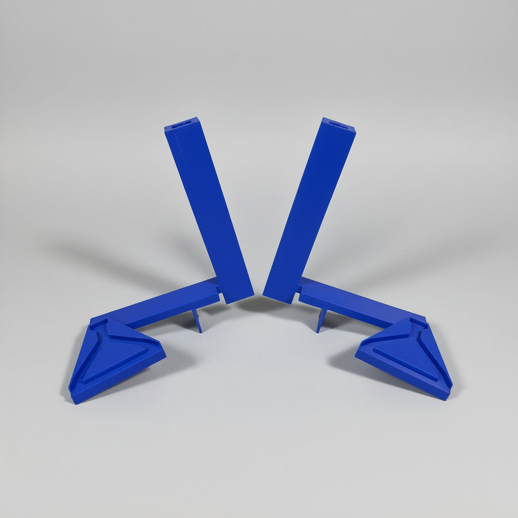 Blue 3D-printed model on a dark surface