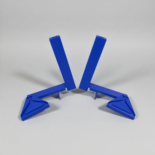 Blue 3D-printed model on a dark surface