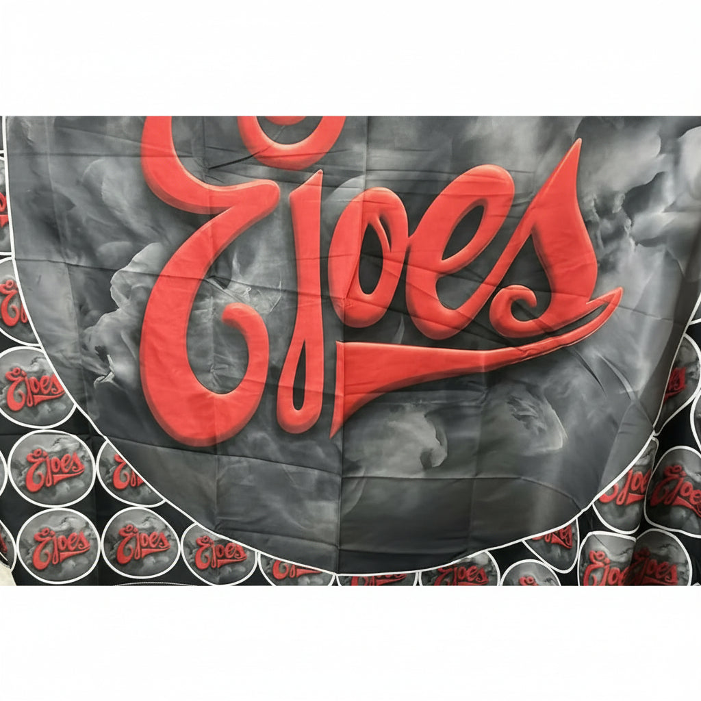 Red 'Eloes' logo on a gray background with circular 'Eloes' logos around.