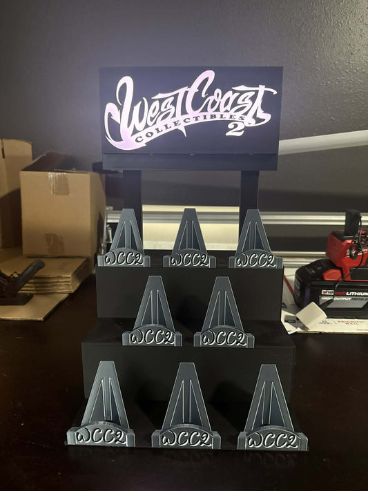 3D Printed Bleacher Card Display System / 8 Removable LOGO card stands / LOGO Light Box