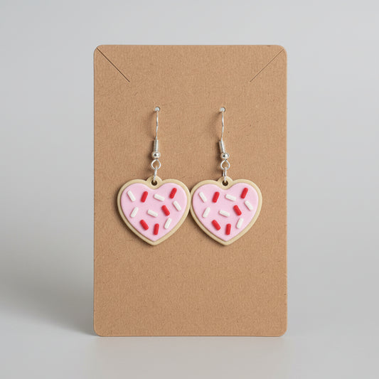 3D Printed Heart Cookie Earrings Valentine Jewelry Gift