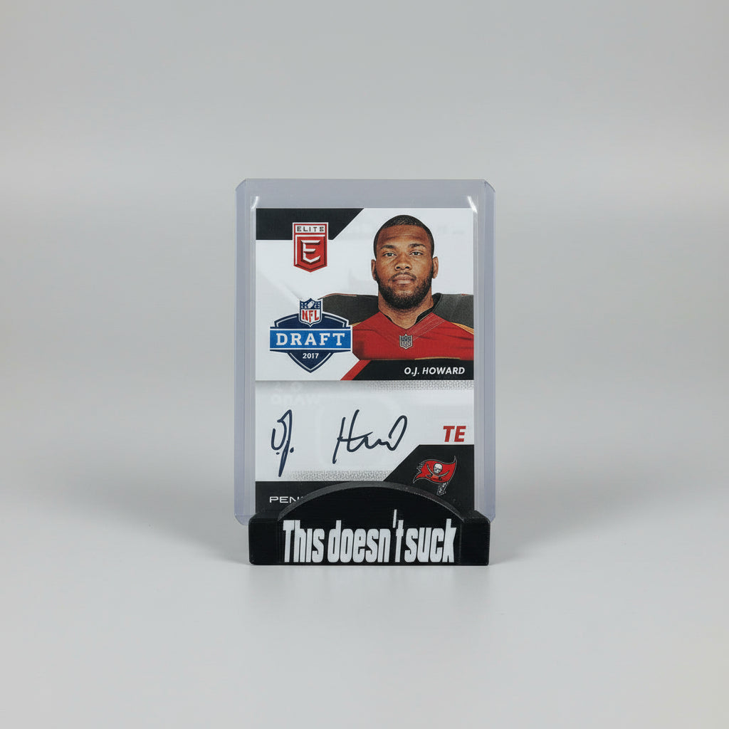 Trading card of O.J. Howard with colorful background