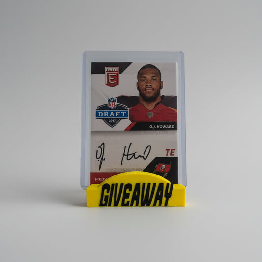 Football trading card with a player's signature on a colorful, starburst background