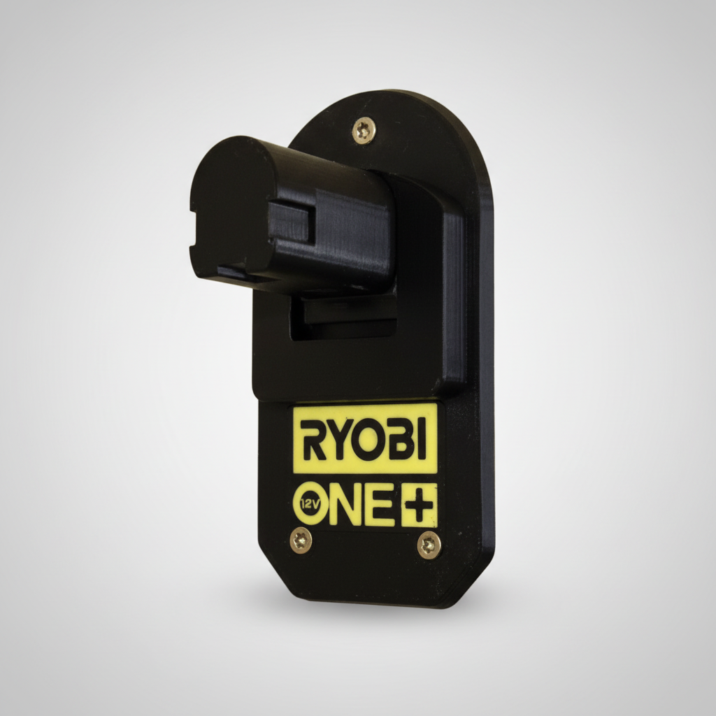Black Ryobi One+ tool attachment on a beige background