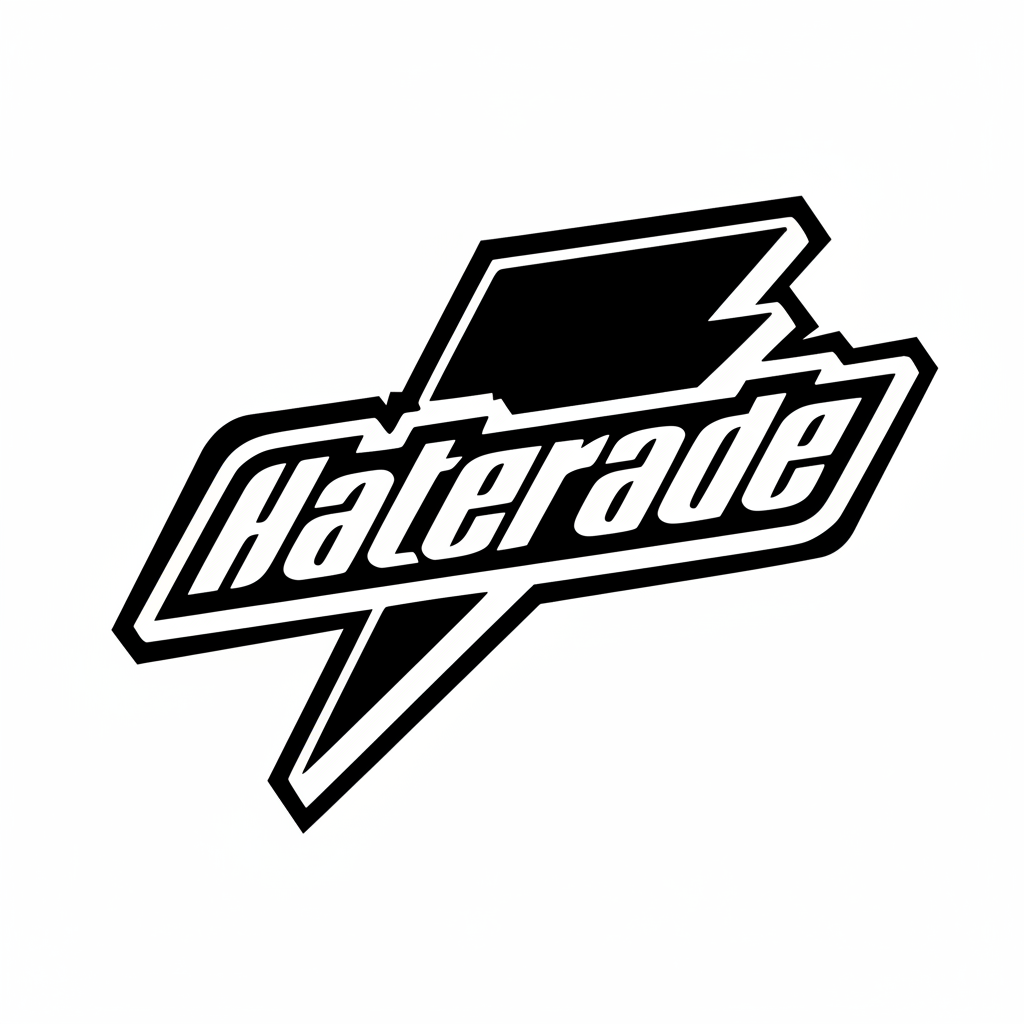 Black and white logo of Gatorade on a white background