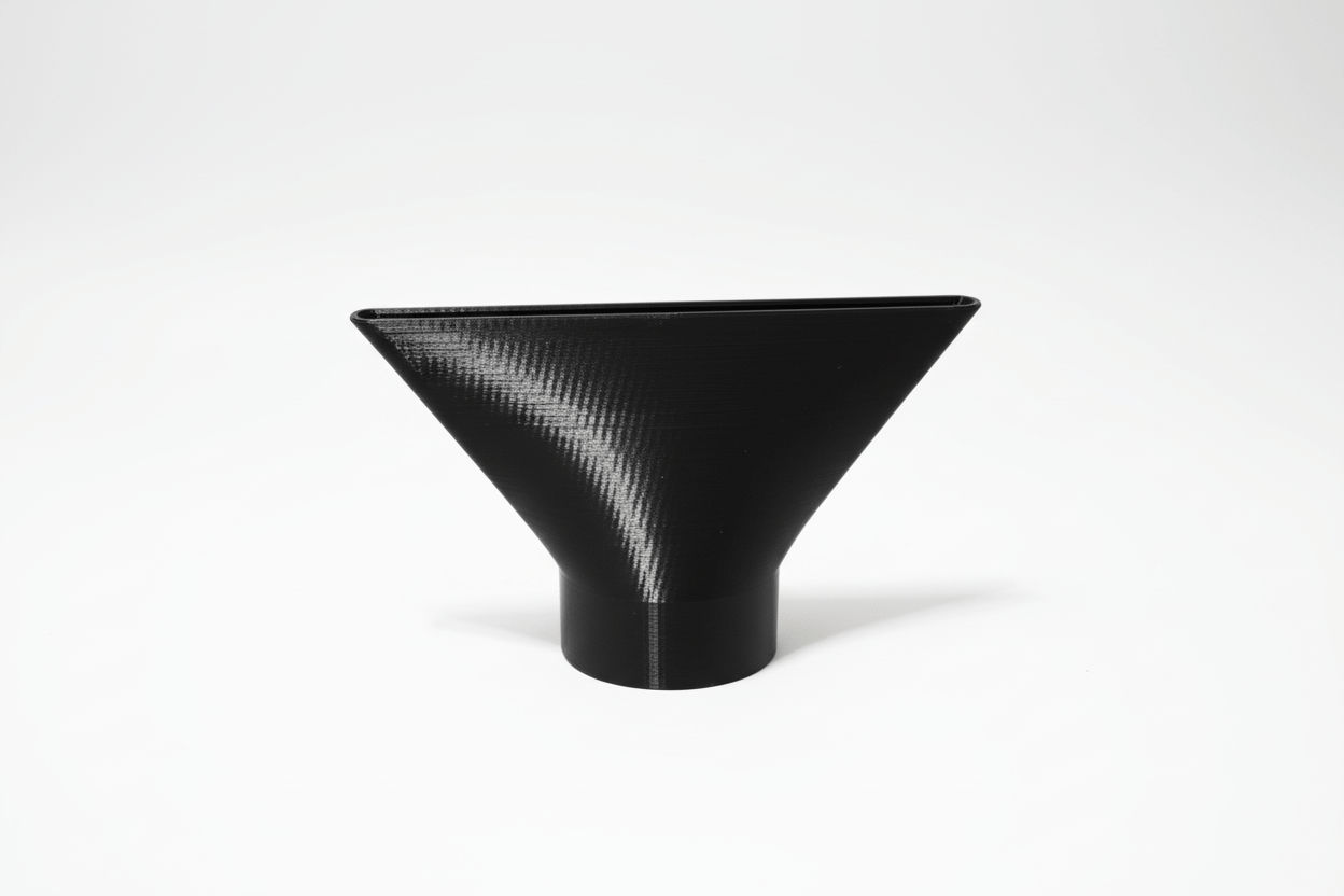 Black ceramic vase on a white background