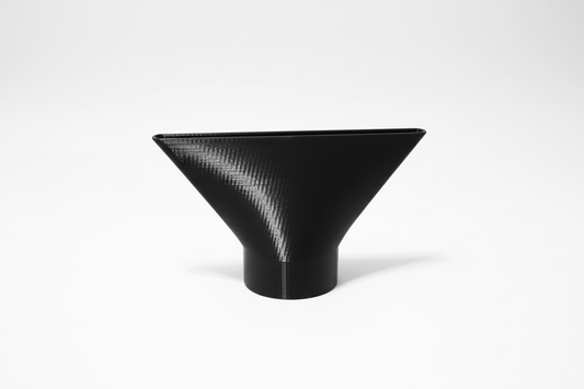 Black ceramic vase on a white background