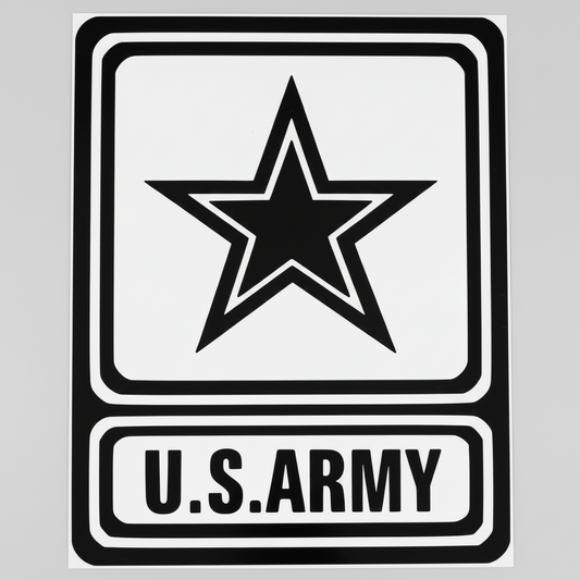 U.S. Army logo with a black star and 'U.S. Army' text on a white background