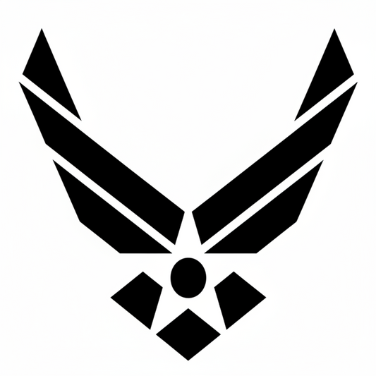 Black Air Force emblem on a white background