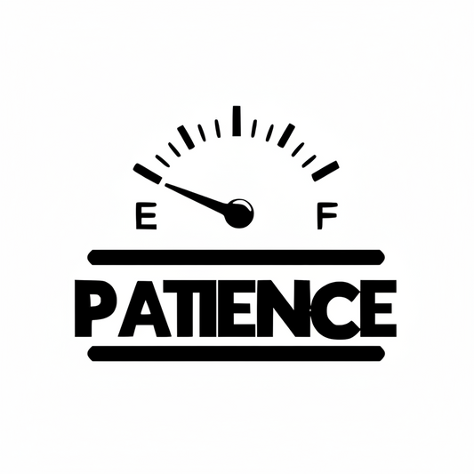 Black and white illustration of a gauge with 'E' and 'F' on a white background