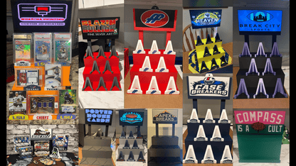 3D Printed Bleacher Card Display System / 8 Removable LOGO card stands / LOGO Light Box