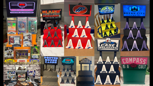 3D Printed Bleacher Card Display System / 8 Removable LOGO card stands / LOGO Light Box