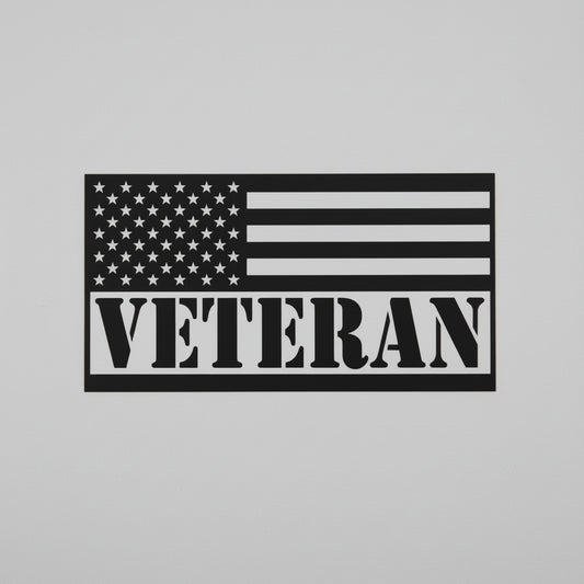 American flag with 'VETERAN' text on a white background