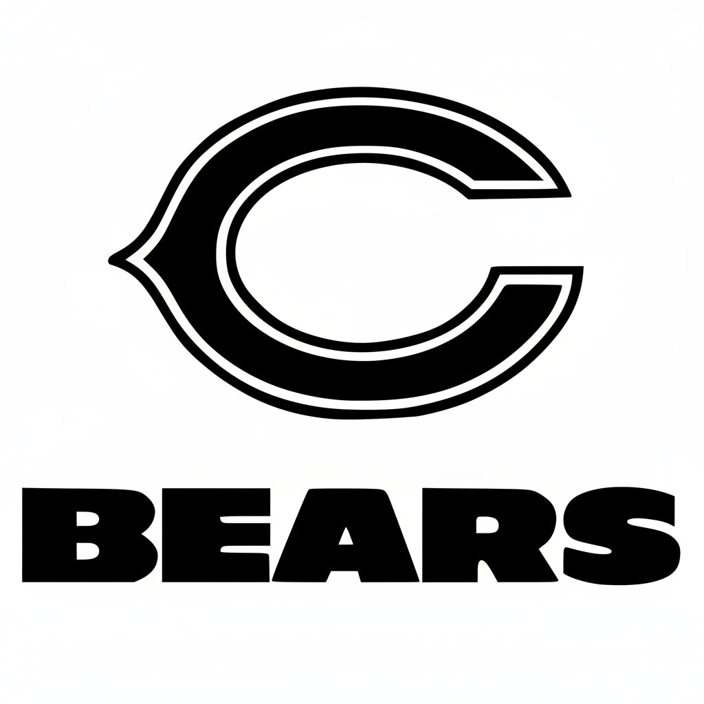 Black and white logo of the Chicago Bears on a white background