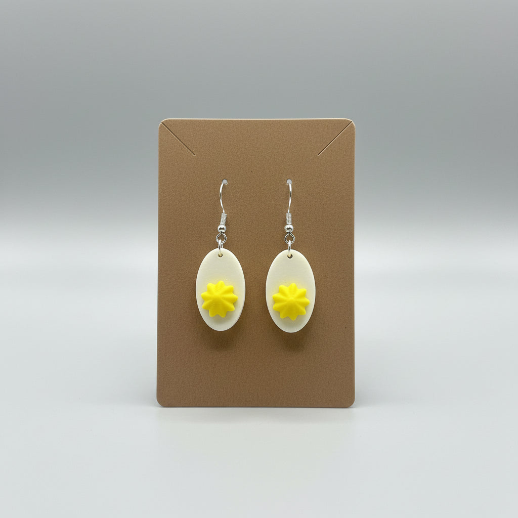 Deviled Egg Earrings 3D Printed Food Jewelry Novelty