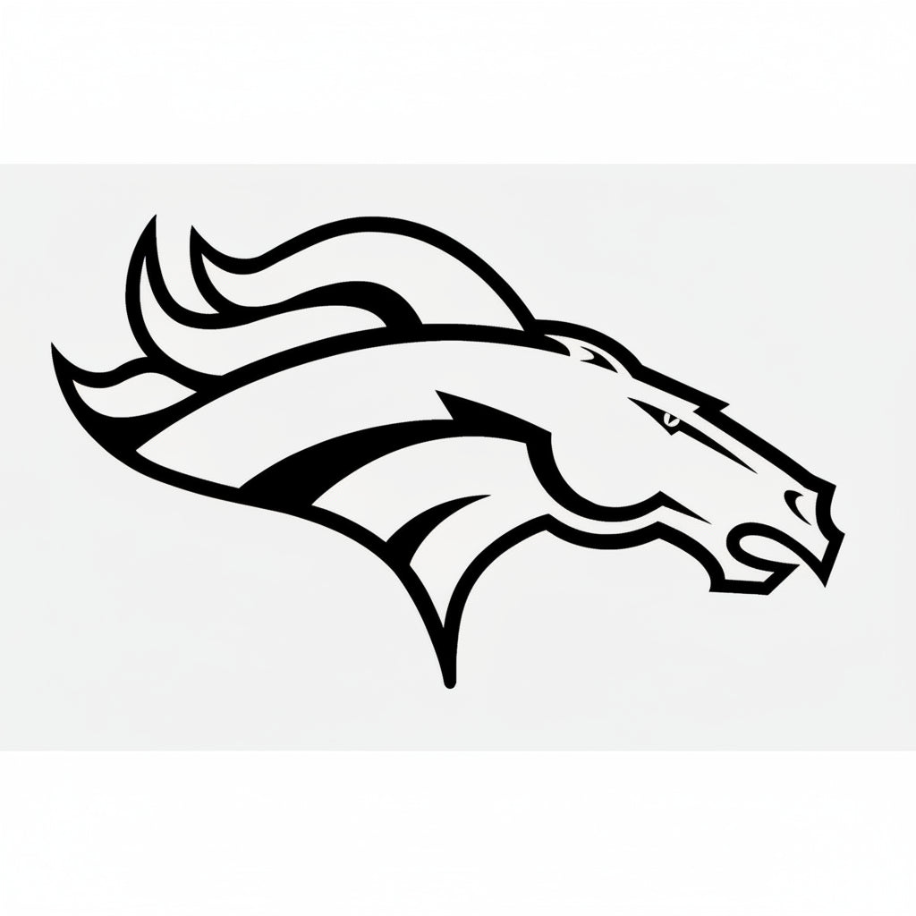 Black and white logo of a horse on a white background