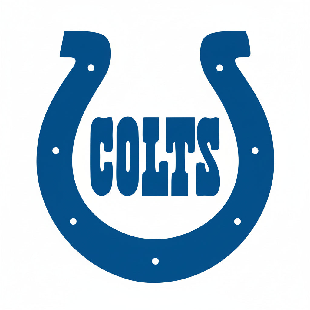 Horseshoe with 'COLTS' text on a black background