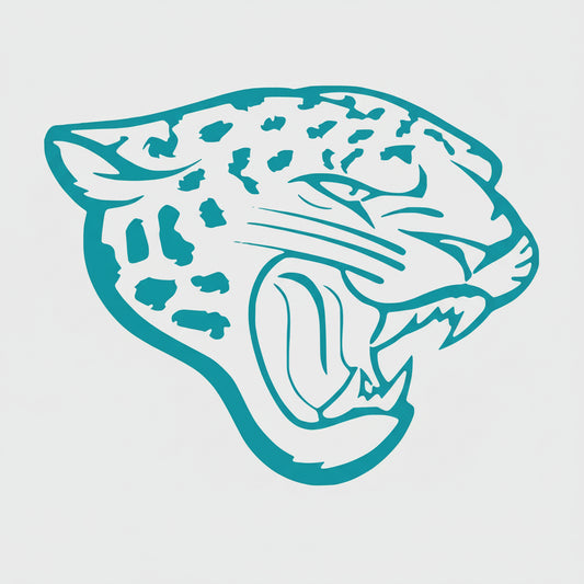 Teal panther decal on a white background