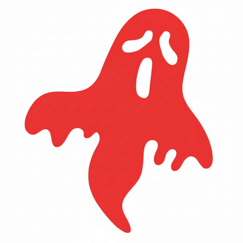 Black silhouette of a ghost on a white background