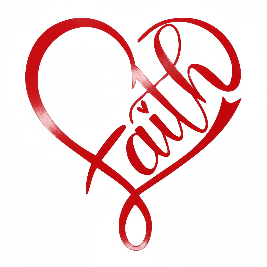 Heart-shaped design with the word 'Faith' inside on a white background