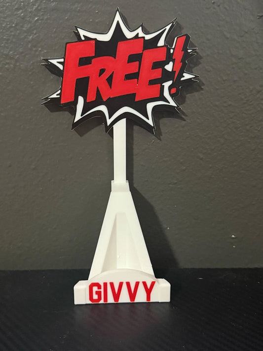 3D Printed Custom Free GIVVY Stand  White / Black / Red