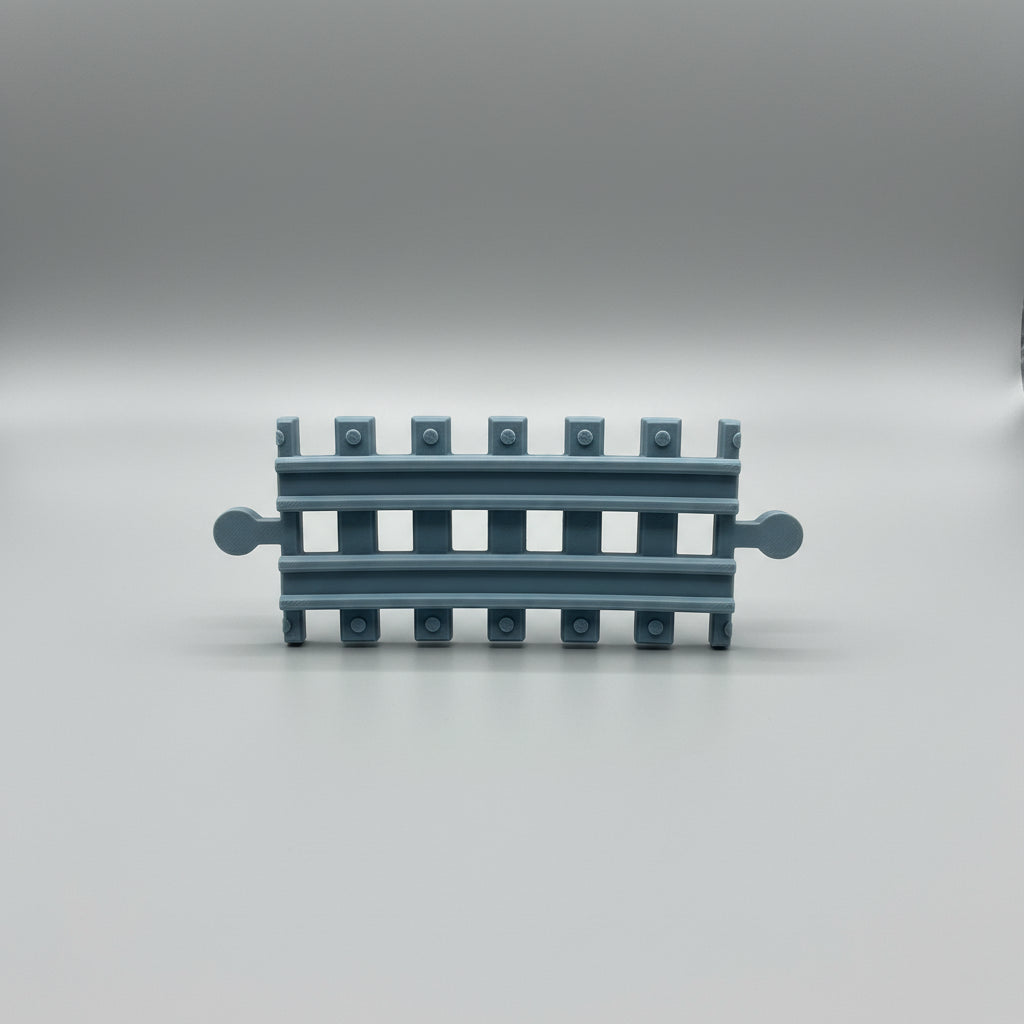 Small blue bench model on a textured gray background