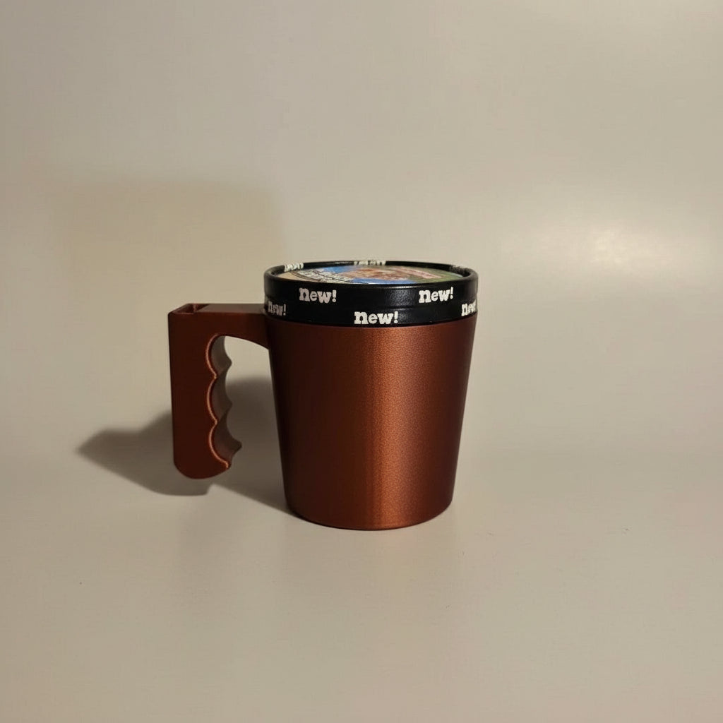 Pint Ice Cream Holder with Spoon Slot | 3D Printed Insulated Grip
