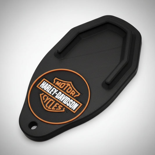 Harley-Davidson motorcycle seat cover on a white background