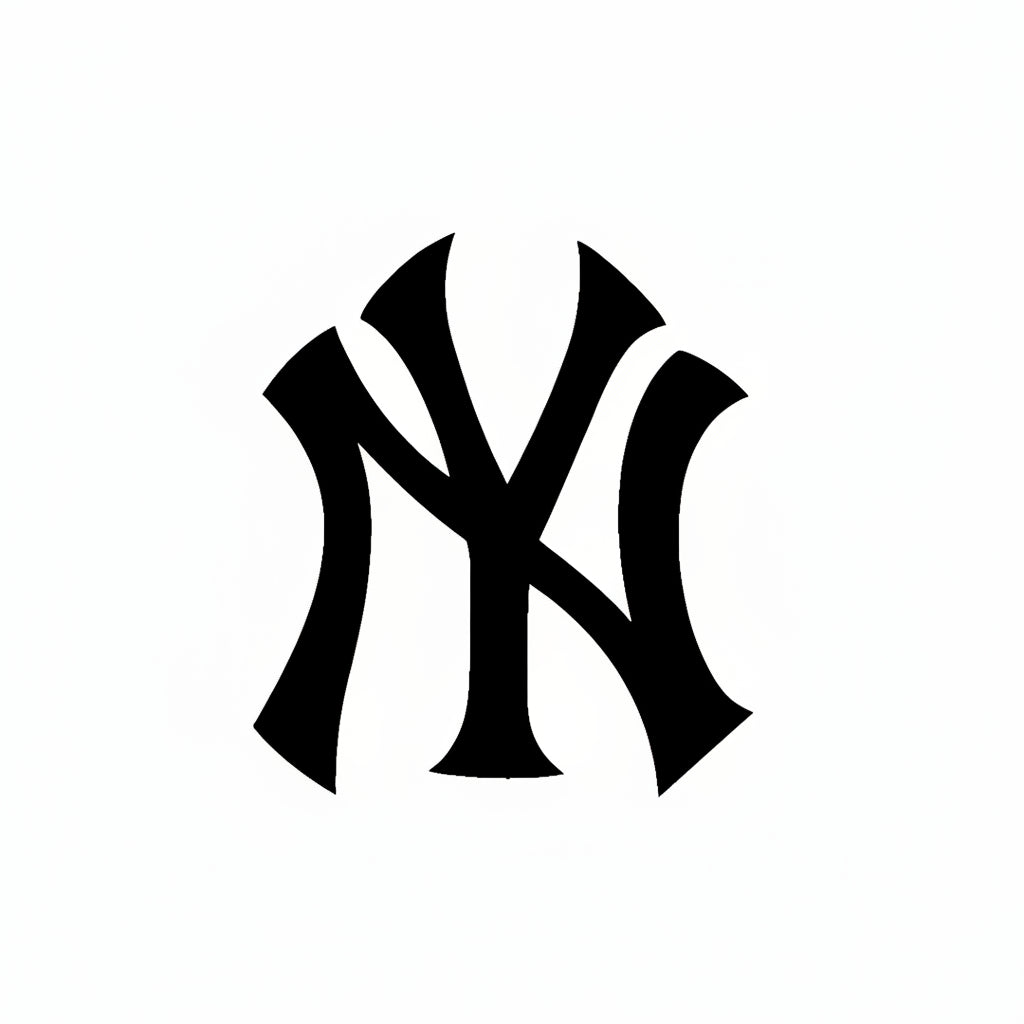 Black and white logo of the New York Yankees on a white background