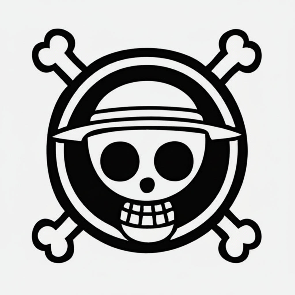 Pirate logo with skull and crossbones on a white background