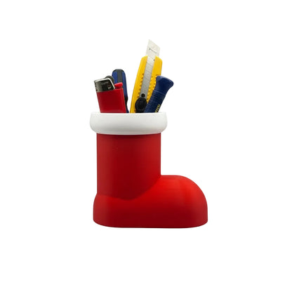 Santa Boot Pen Holder - Festive Desk Organizer 3D Printed