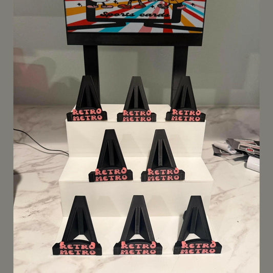 3D Printed Bleacher Card Display System / 8 Removable LOGO card stands / LOGO Light Box