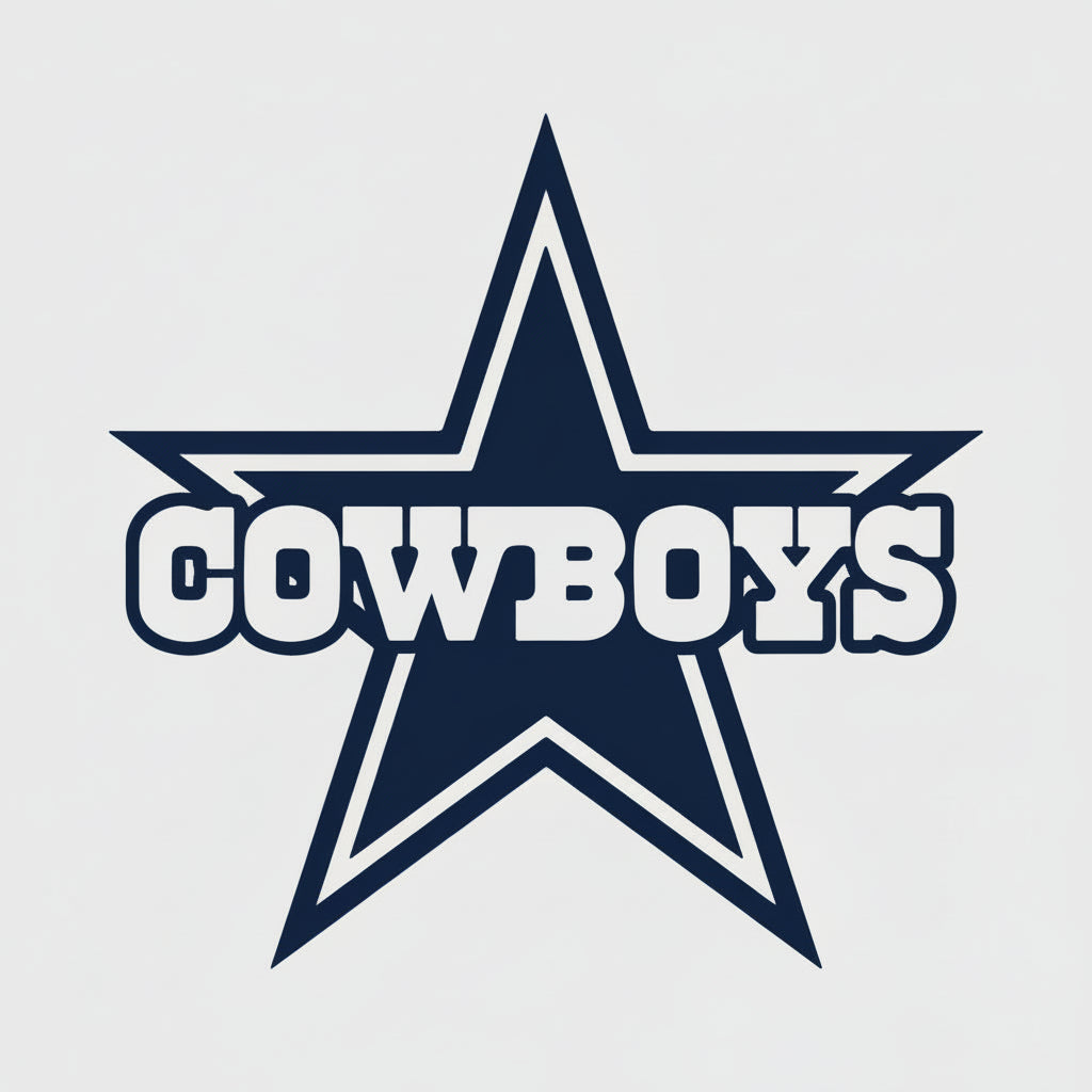 Black star with 'COWBOYS' text on a light gray background