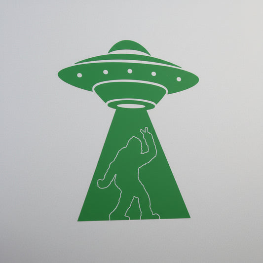 Sasquatch UFO Abduction Vinyl Decal - Funny Car Sticker
