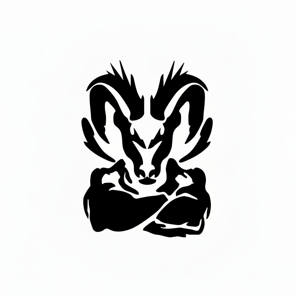 White dragon design on a reflective surface